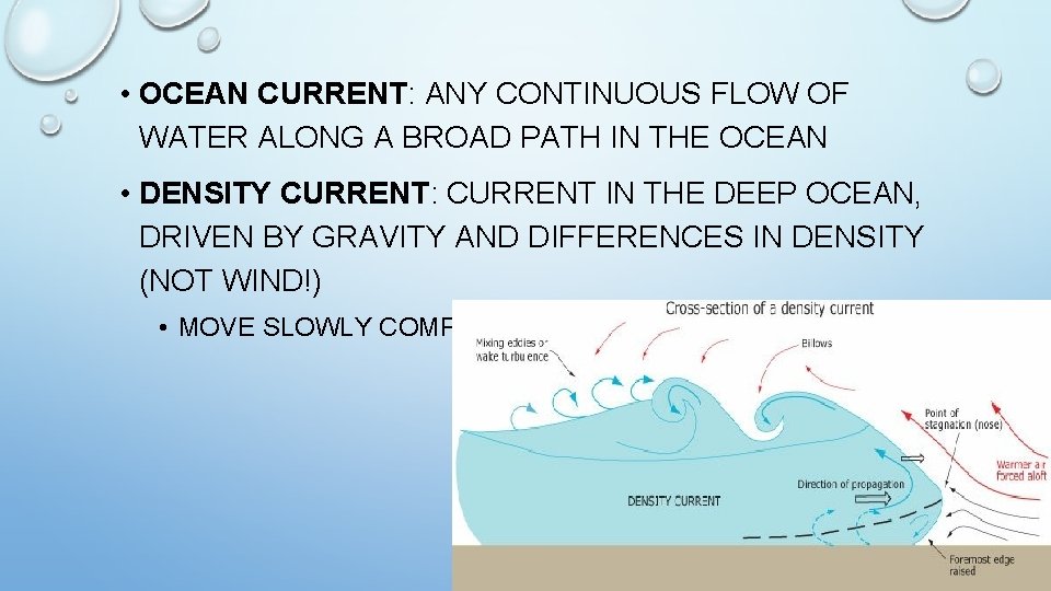  • OCEAN CURRENT: ANY CONTINUOUS FLOW OF WATER ALONG A BROAD PATH IN