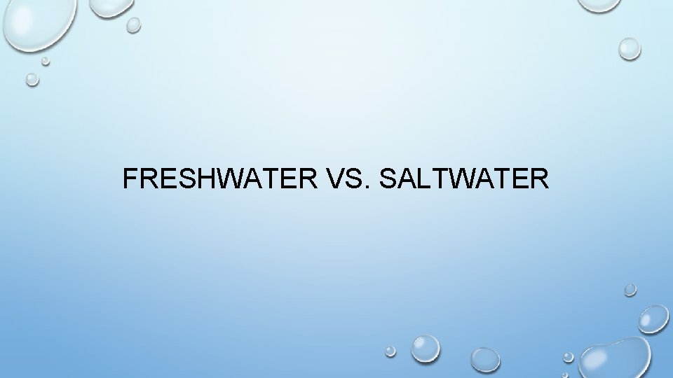 FRESHWATER VS. SALTWATER 