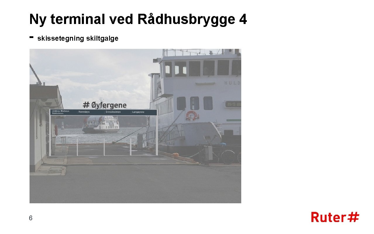 Ny terminal ved Rådhusbrygge 4 - skissetegning skiltgalge 6 