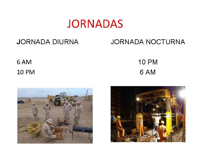 JORNADAS JORNADA DIURNA 6 AM 10 PM JORNADA NOCTURNA 10 PM 6 AM 