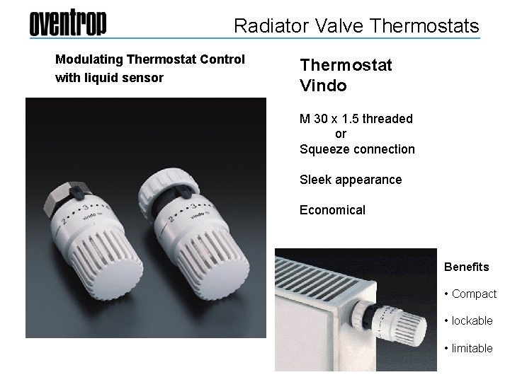 Radiator Valve Thermostats Modulating Thermostat Control with liquid sensor Thermostat Vindo M 30 x