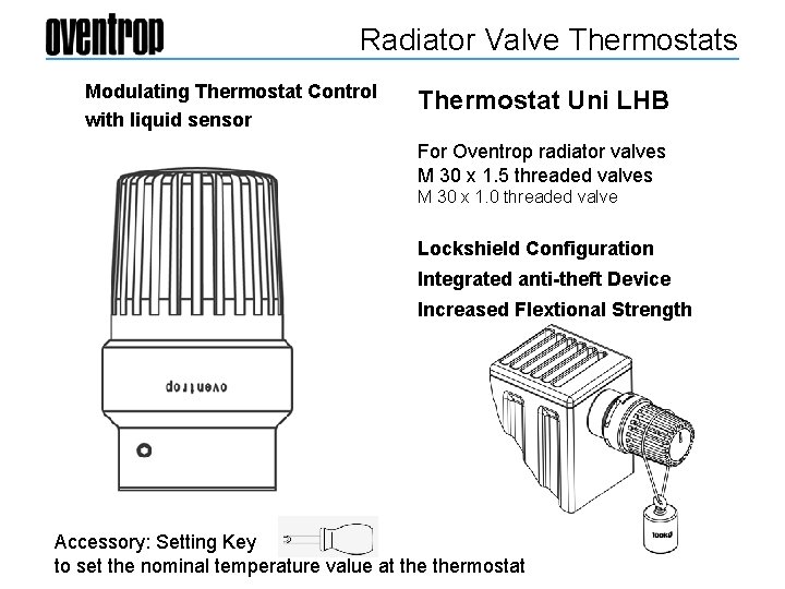 Radiator Valve Thermostats Modulating Thermostat Control with liquid sensor Thermostat Uni LHB For Oventrop