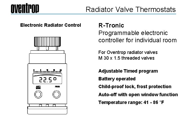 Radiator Valve Thermostats Electronic Radiator Control R-Tronic Programmable electronic controller for individual room For