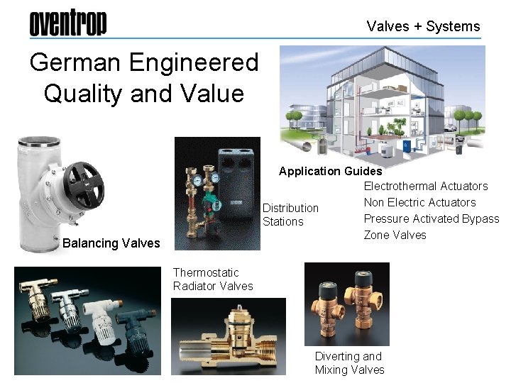 Valves + Systems German Engineered Quality and Value Application Guides Electrothermal Actuators Non Electric