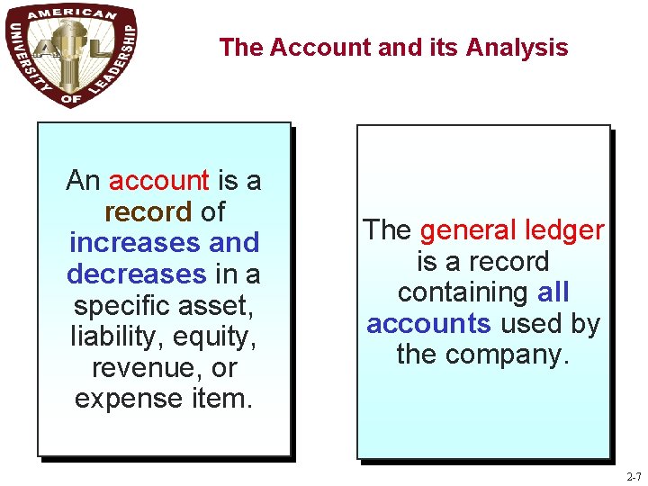 C 3 The Account and its Analysis An account is a record of increases