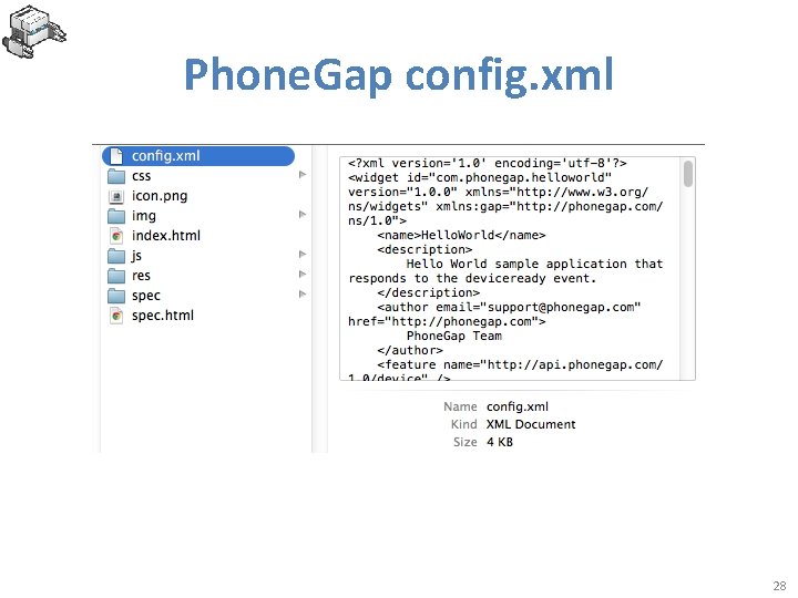 Phone. Gap config. xml 28 