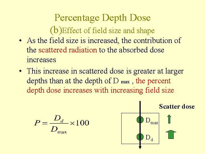 Percentage Depth Dose (b)Effect of field size and shape • As the field size