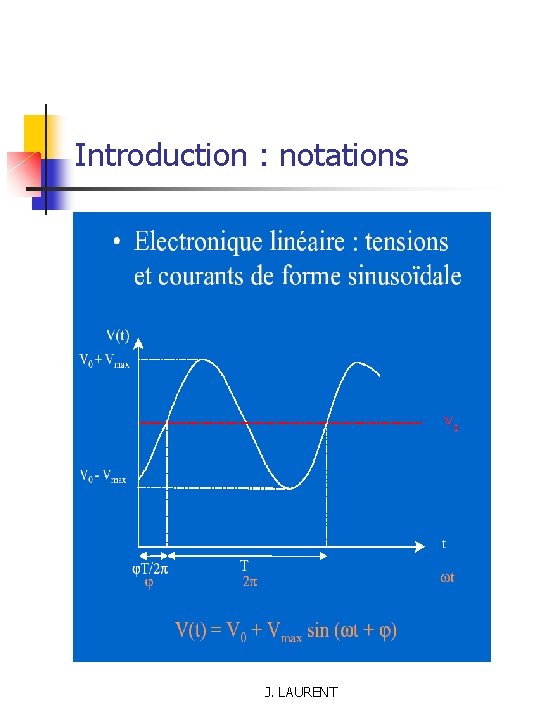 Introduction : notations J. LAURENT 