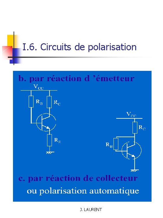 I. 6. Circuits de polarisation J. LAURENT 