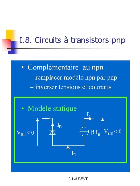I. 8. Circuits à transistors pnp J. LAURENT 