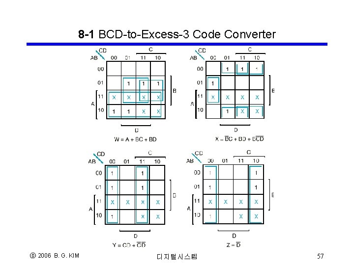 8 -1 BCD-to-Excess-3 Code Converter ⓒ 2006 B. G. KIM 디지털시스템 57 