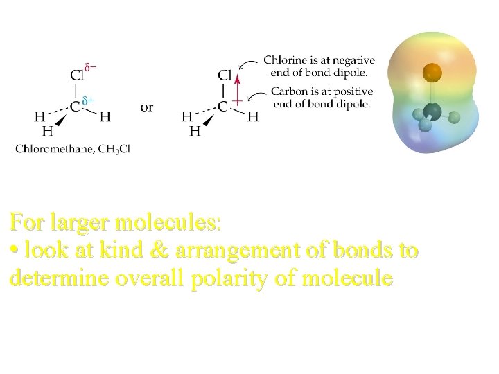 For larger molecules: • look at kind & arrangement of bonds to determine overall