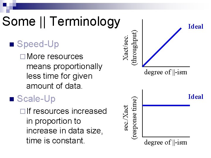 Some || Terminology ¨ More resources means proportionally less time for given amount of
