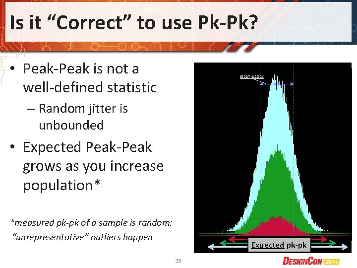 Is it “Correct” to use Pk-Pk? • Peak-Peak is not a well-defined statistic –