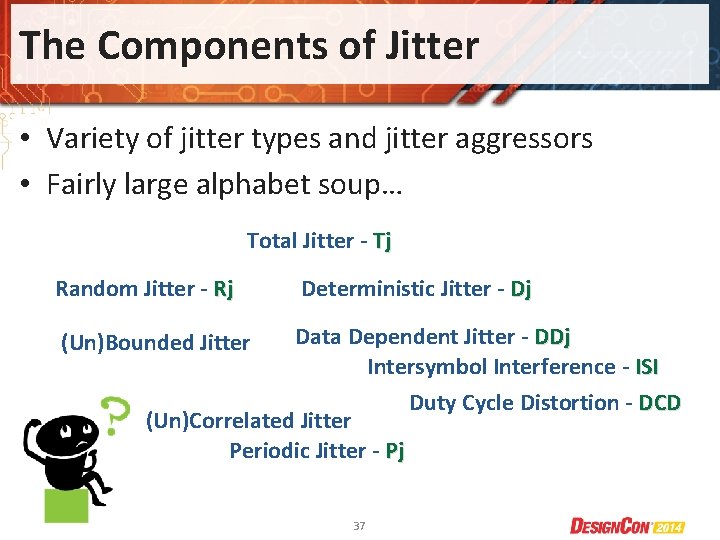 The Components of Jitter • Variety of jitter types and jitter aggressors • Fairly