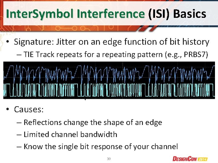 Inter. Symbol Interference (ISI) Basics • Signature: Jitter on an edge function of bit