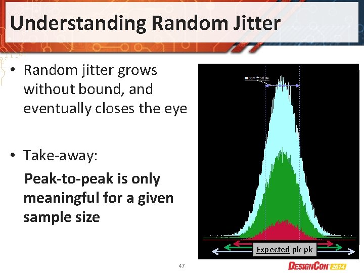 Understanding Random Jitter • Random jitter grows without bound, and eventually closes the eye