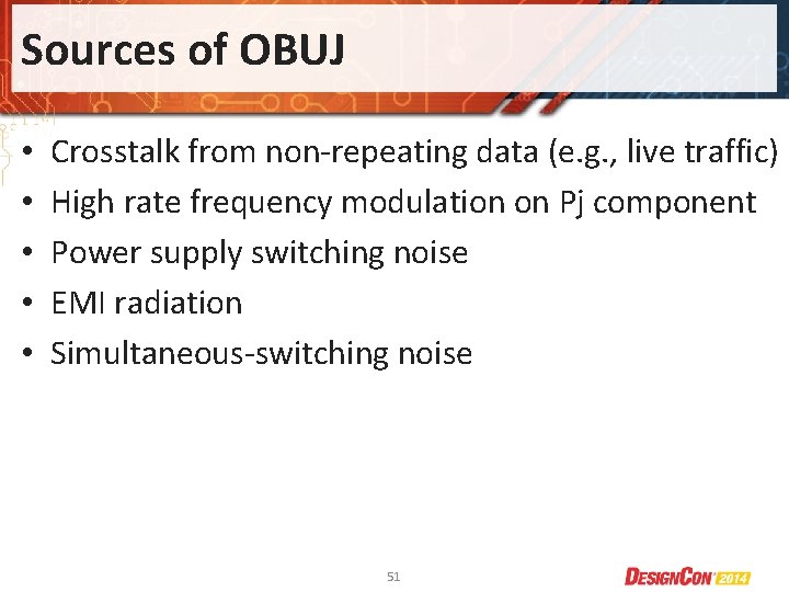 Sources of OBUJ • • • Crosstalk from non-repeating data (e. g. , live