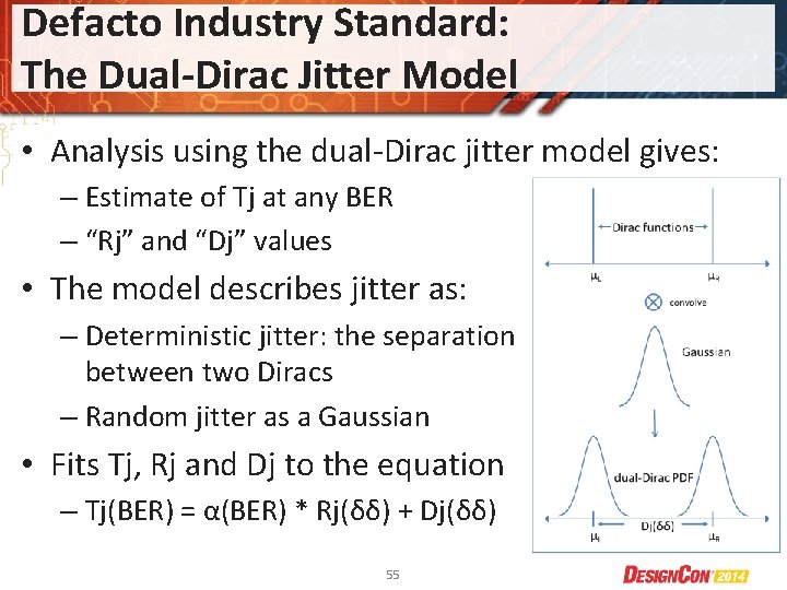 Defacto Industry Standard: The Dual-Dirac Jitter Model • Analysis using the dual-Dirac jitter model