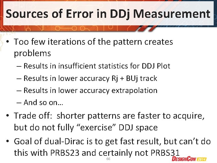 Sources of Error in DDj Measurement • Too few iterations of the pattern creates