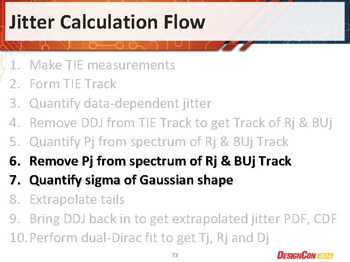 Jitter Calculation Flow 1. Make TIE measurements 2. Form TIE Track 3. Quantify data-dependent