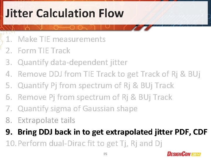 Jitter Calculation Flow 1. Make TIE measurements 2. Form TIE Track 3. Quantify data-dependent