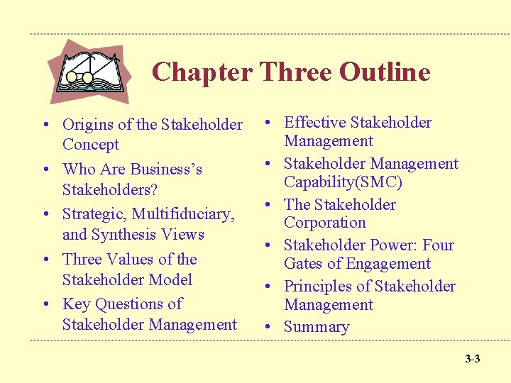 Chapter Three Outline • Origins of the Stakeholder Concept • Who Are Business’s Stakeholders?