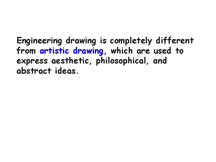 Engineering drawing is completely different from artistic drawing, which are used to express aesthetic,