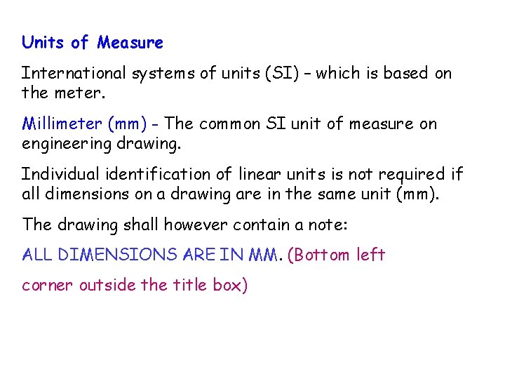 Units of Measure International systems of units (SI) – which is based on the