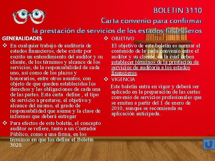 BOLETIN 3110 Carta convenio para confirmar la prestación de servicios de los estados financieros