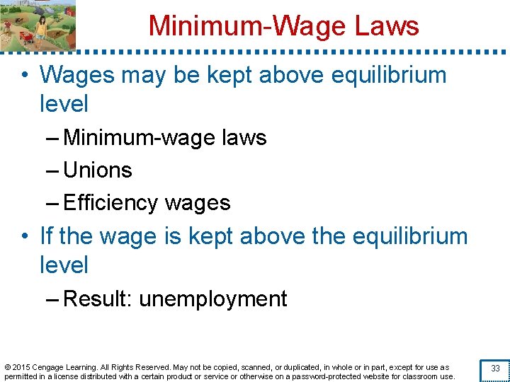 Minimum-Wage Laws • Wages may be kept above equilibrium level – Minimum-wage laws –