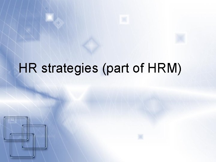 HR strategies (part of HRM) 