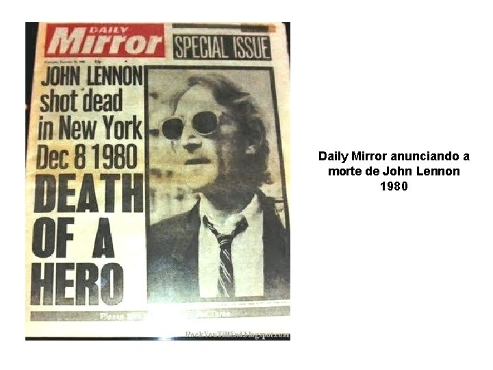 Daily Mirror anunciando a morte de John Lennon 1980 