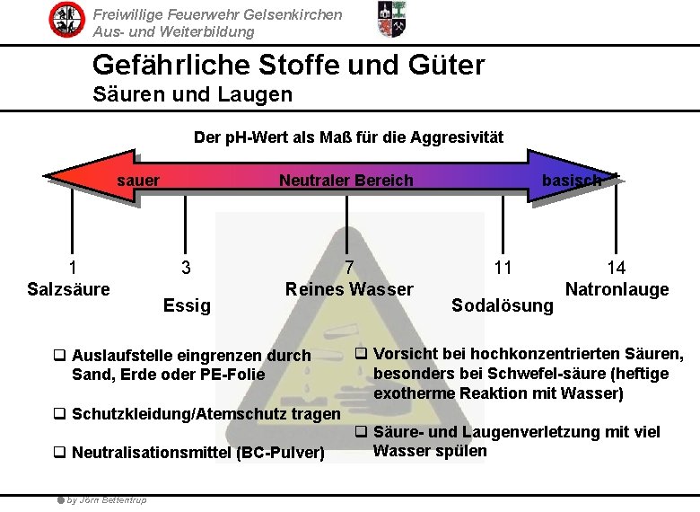 Freiwillige Feuerwehr Gelsenkirchen Aus- und Weiterbildung Gefährliche Stoffe und Güter Säuren und Laugen Der