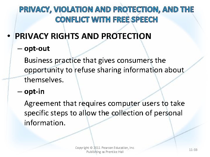 PRIVACY, VIOLATION AND PROTECTION, AND THE CONFLICT WITH FREE SPEECH • PRIVACY RIGHTS AND