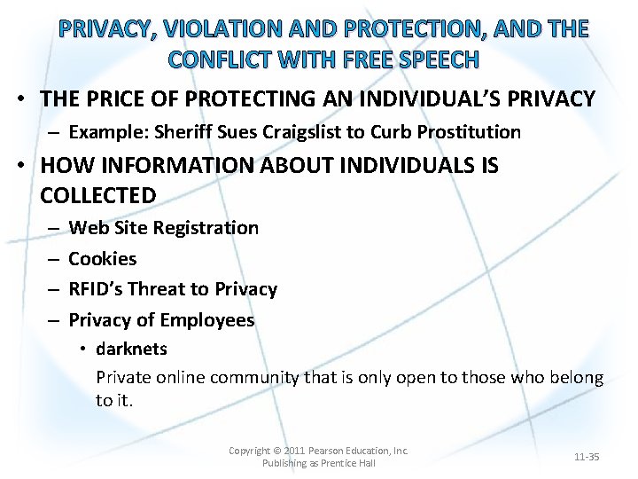 PRIVACY, VIOLATION AND PROTECTION, AND THE CONFLICT WITH FREE SPEECH • THE PRICE OF
