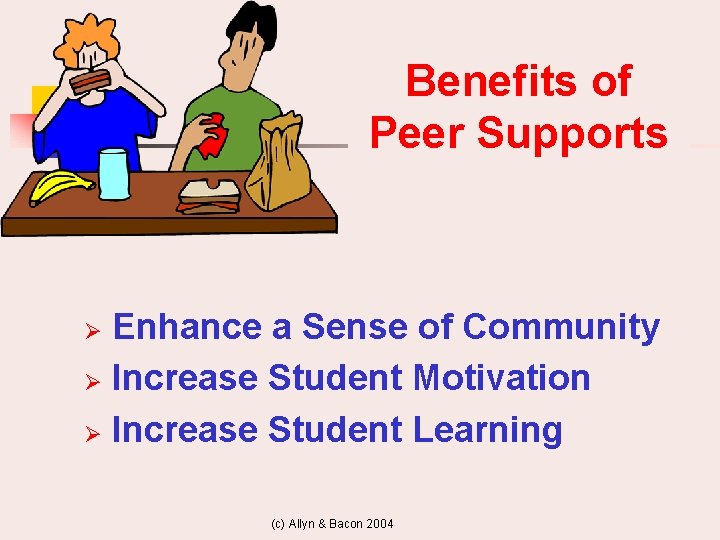 Benefits of Peer Supports Enhance a Sense of Community Ø Increase Student Motivation Ø