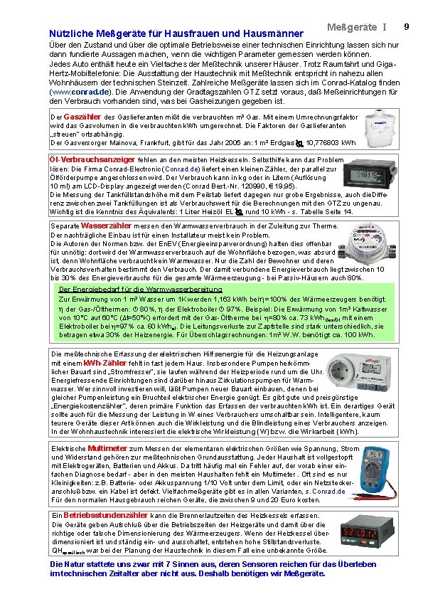 Nützliche Meßgeräte für Hausfrauen und Hausmänner Meßgeräte I Über den Zustand und über die