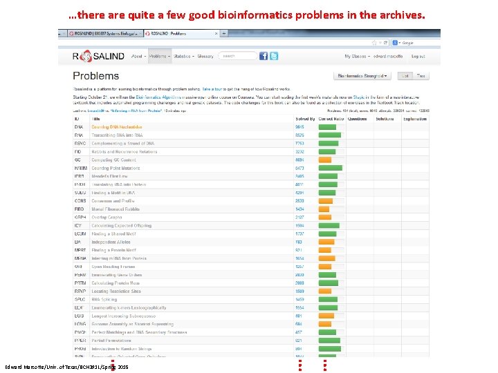 …there are quite a few good bioinformatics problems in the archives. … … …