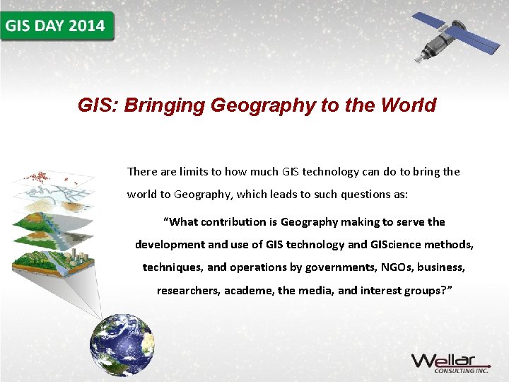 GIS: Bringing Geography to the World There are limits to how much GIS technology