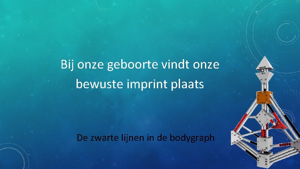 Bij onze geboorte vindt onze bewuste imprint plaats De zwarte lijnen in de bodygraph