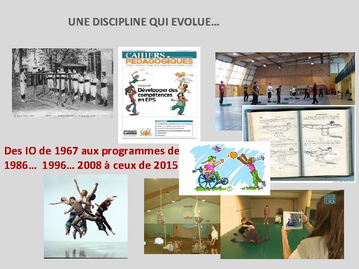 UNE DISCIPLINE QUI EVOLUE… Des IO de 1967 aux programmes de 1986… 1996… 2008