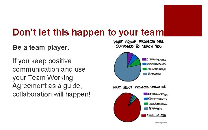 Don’t let this happen to your team! Be a team player. If you keep
