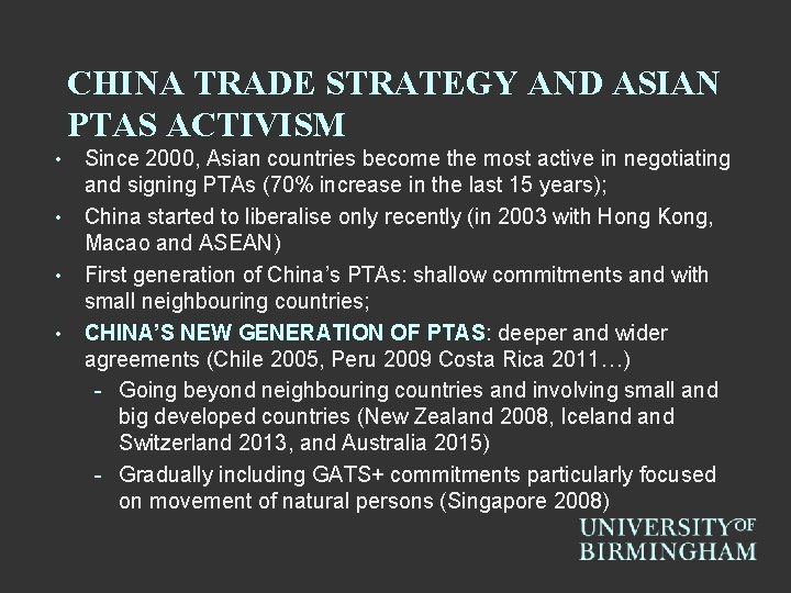 CHINA TRADE STRATEGY AND ASIAN PTAS ACTIVISM • • Since 2000, Asian countries become