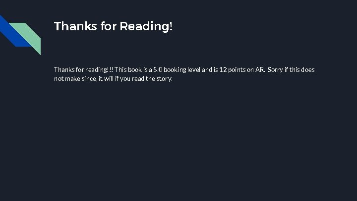 Thanks for Reading! Thanks for reading!!! This book is a 5. 0 booking level