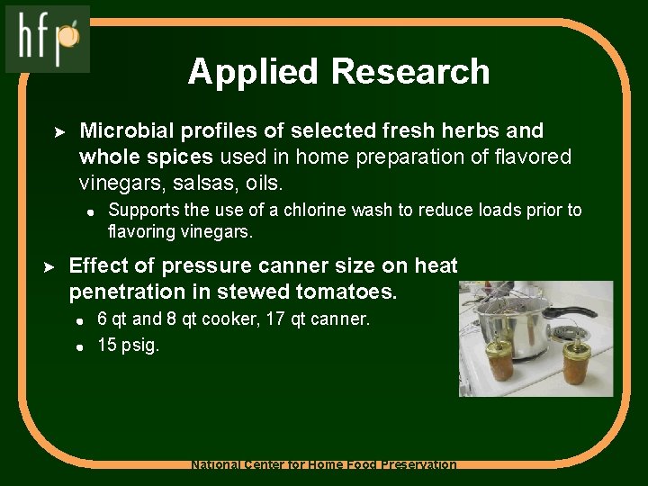 Applied Research > Microbial profiles of selected fresh herbs and whole spices used in