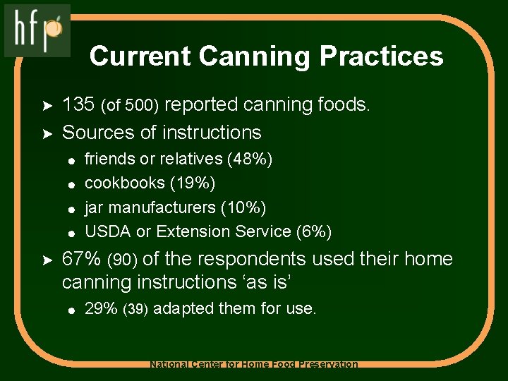 Current Canning Practices > 135 (of 500) reported canning foods. > Sources of instructions