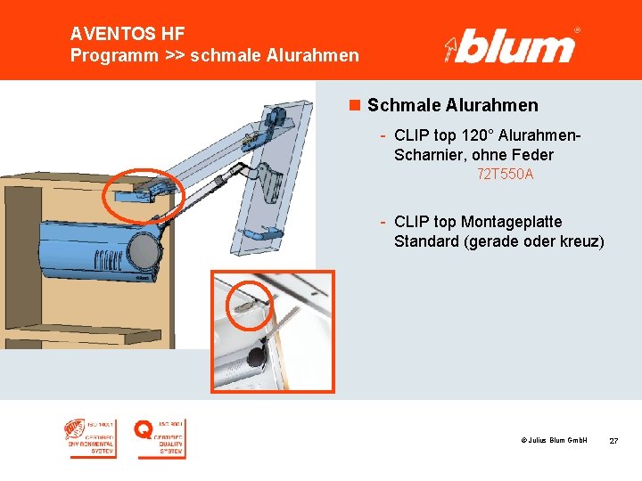 AVENTOS HF Programm >> schmale Alurahmen n Schmale Alurahmen - CLIP top 120° Alurahmen.