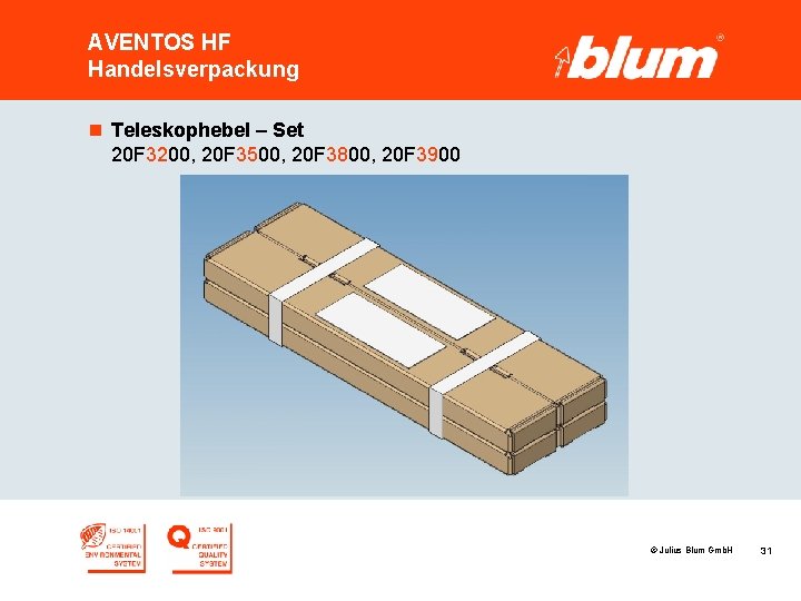 AVENTOS HF Handelsverpackung n Teleskophebel – Set 20 F 3200, 20 F 3500, 20