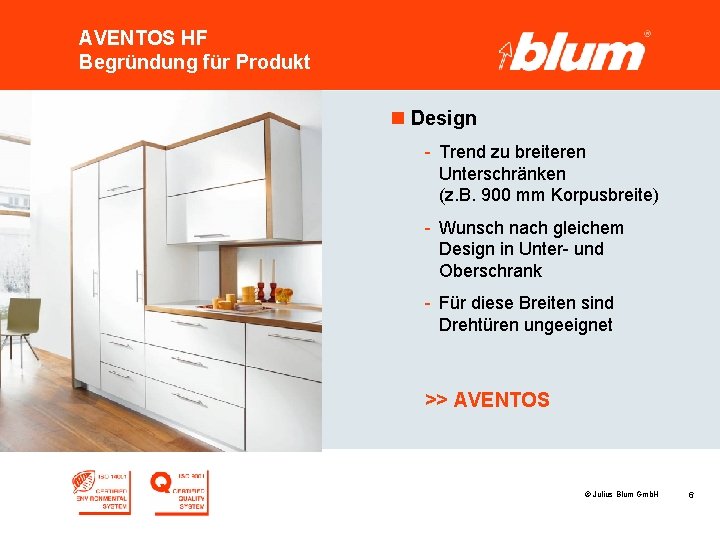 AVENTOS HF Begründung für Produkt n Design - Trend zu breiteren Unterschränken (z. B.